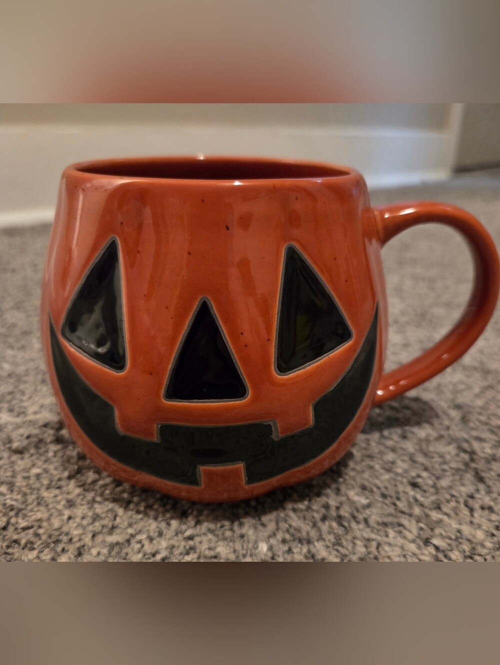 Orange Pumpkin Face Ceramic Mug Jack O'Lantern Spooky Halloween